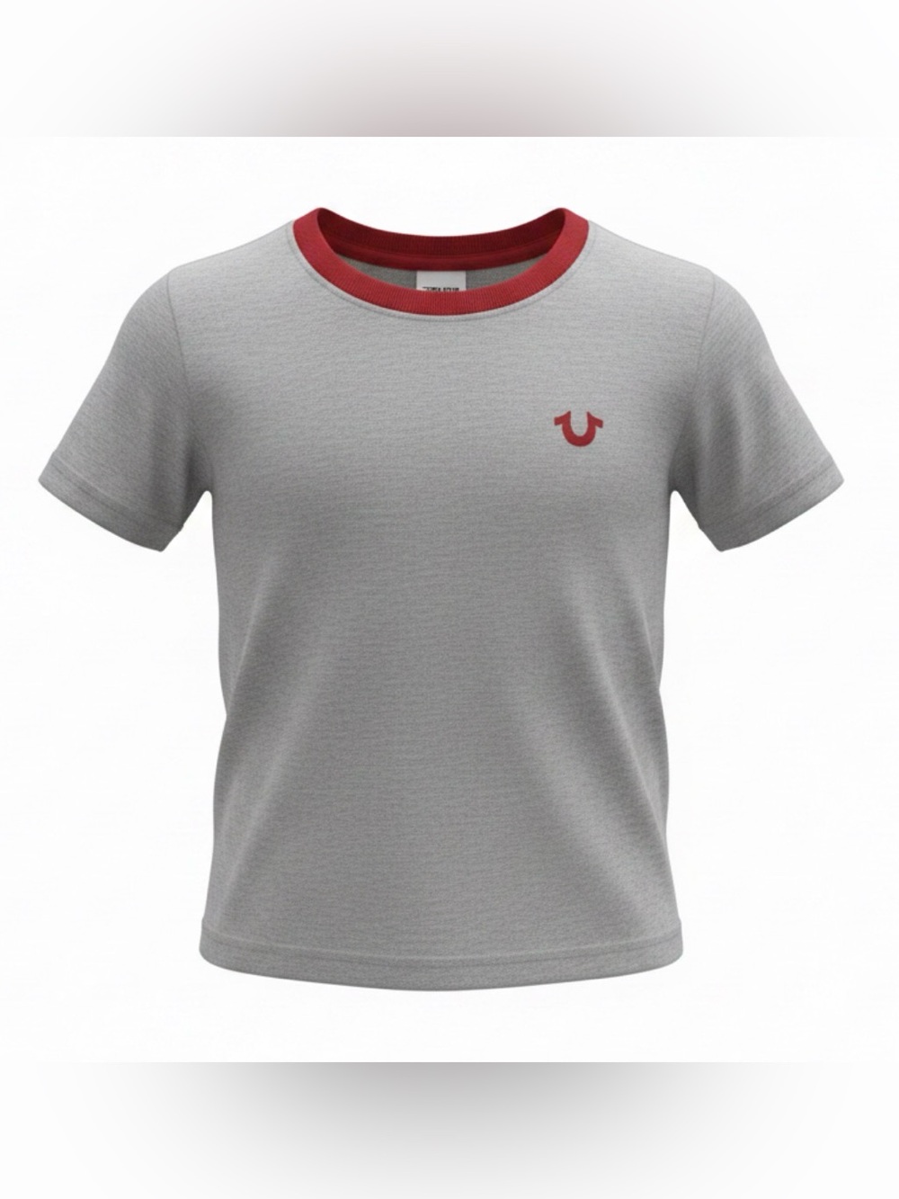 True Religion Boys Gray Tee with Red Trim and Logo